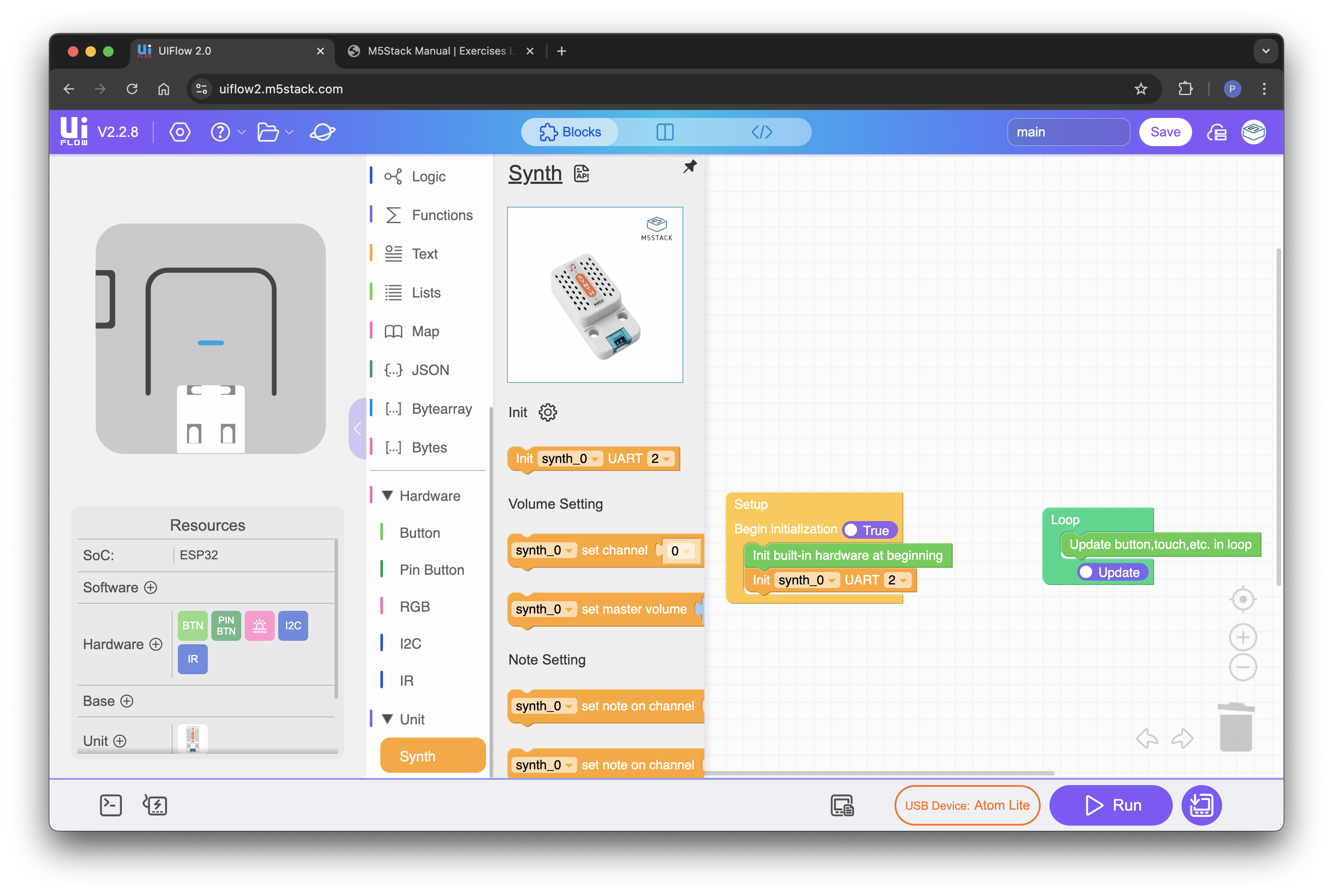 UIFlow2 add Synth unit