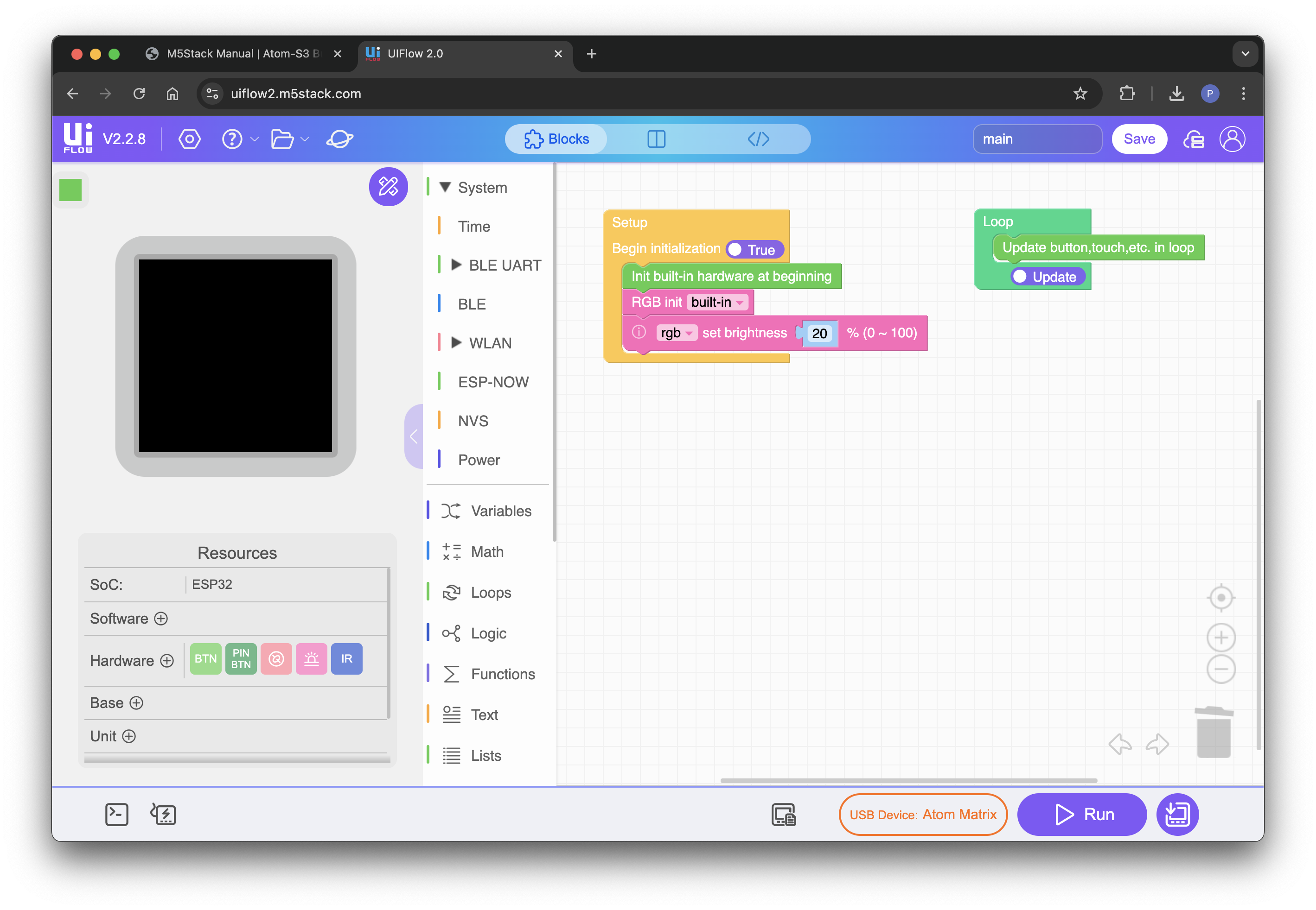 M5Stack UIFlow2 SCreenshot