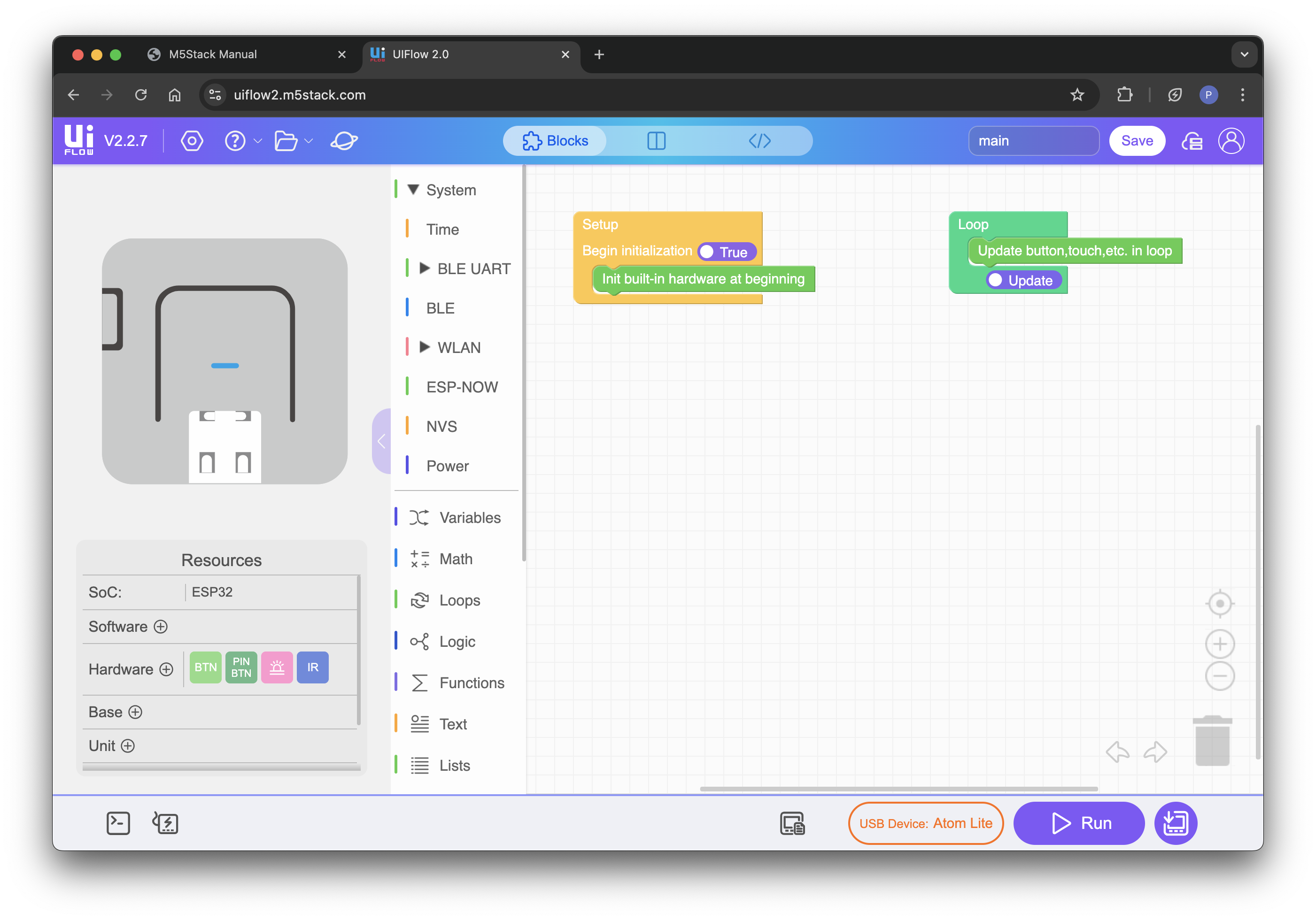 M5Stack UIFlow2 SCreenshot